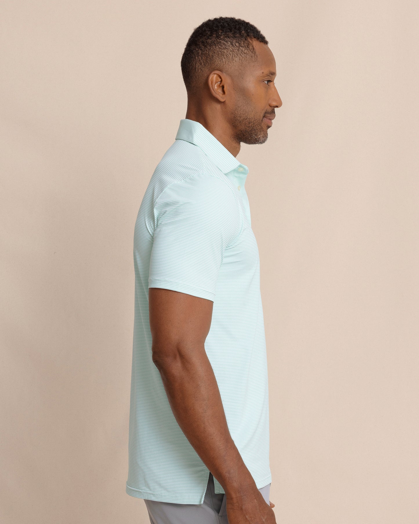 M SS Brrreeze Meadowbrook Stripe Polo