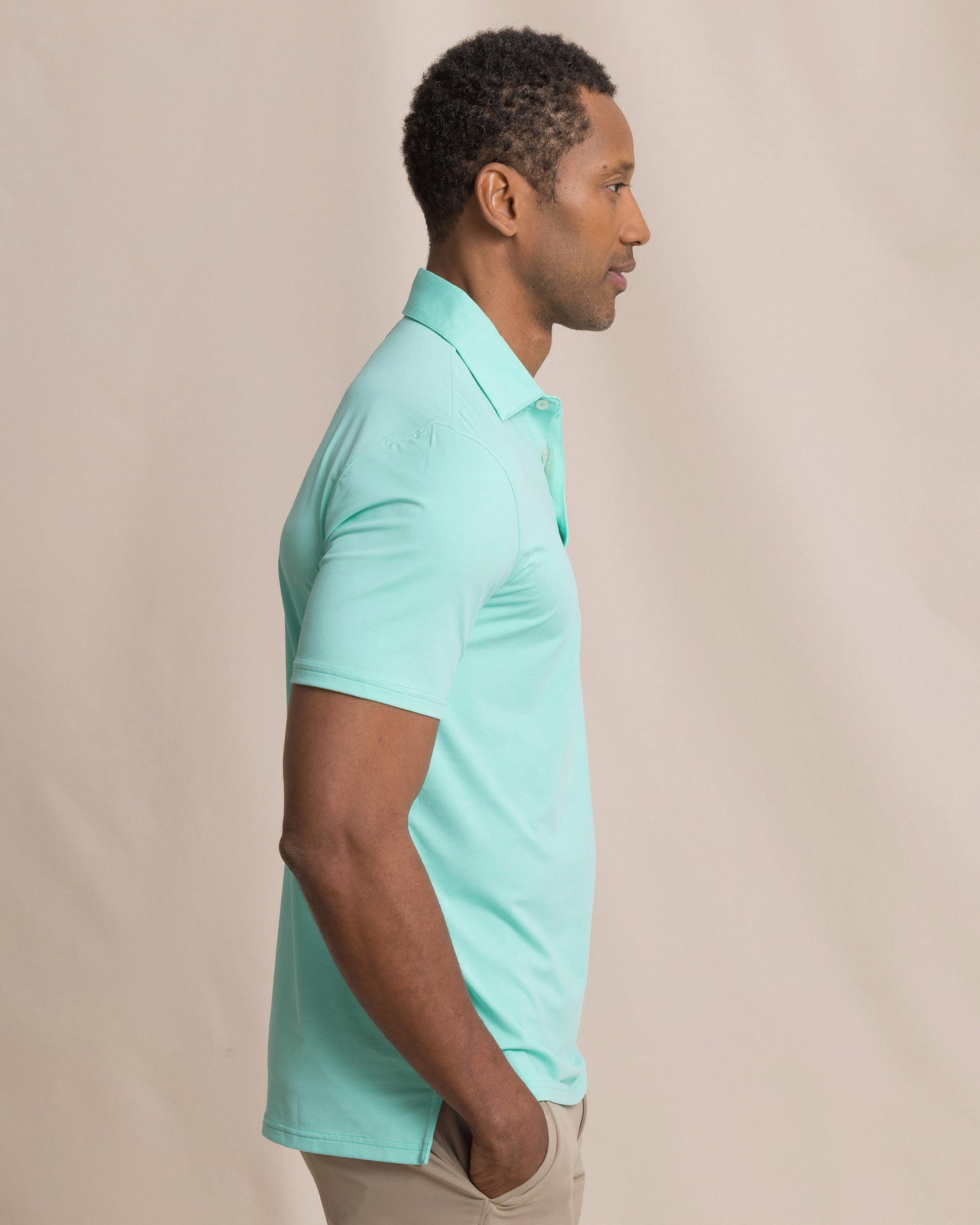M SS Coastal Breeze Heather Perf Polo