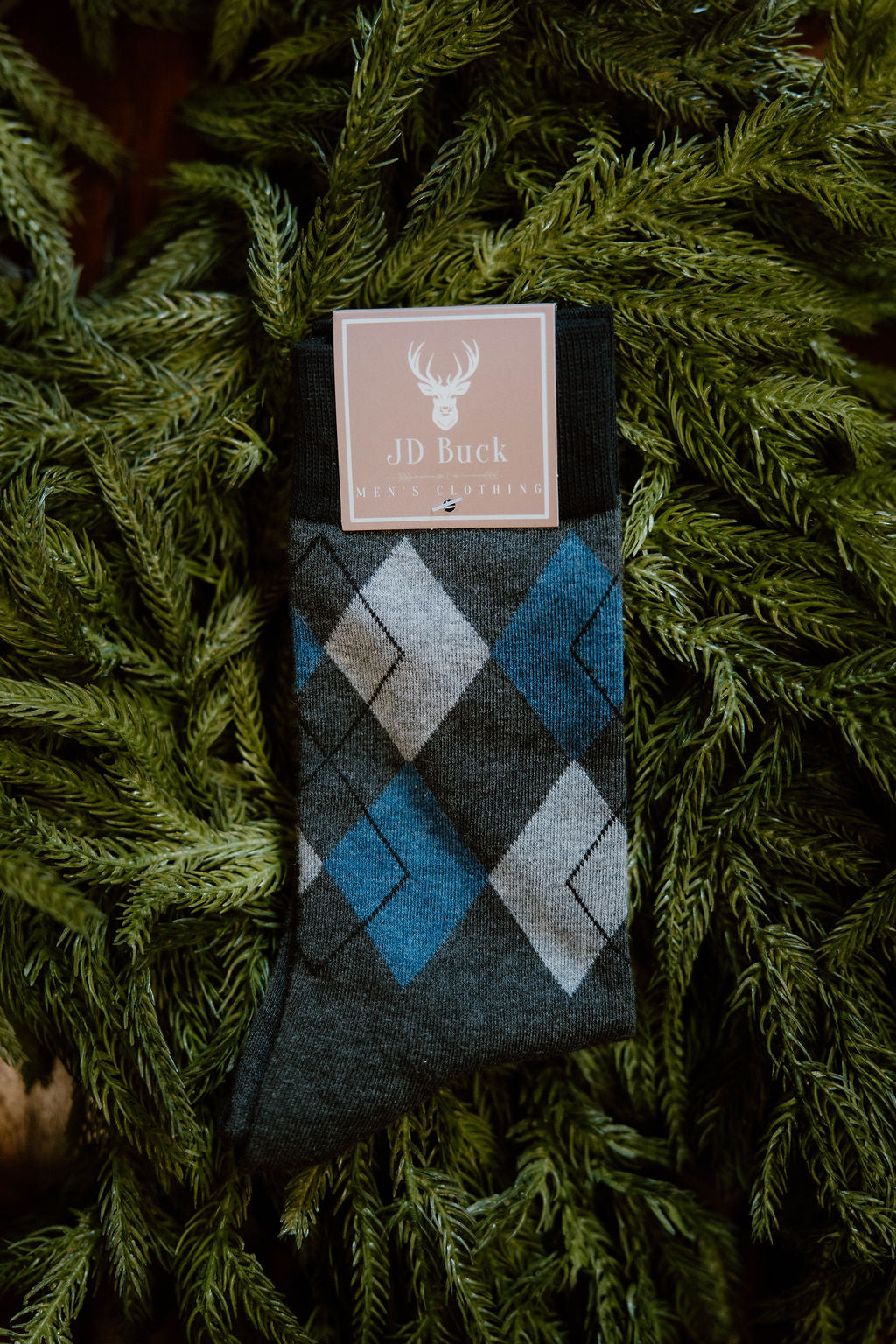 Blue Grey Argyle Socls