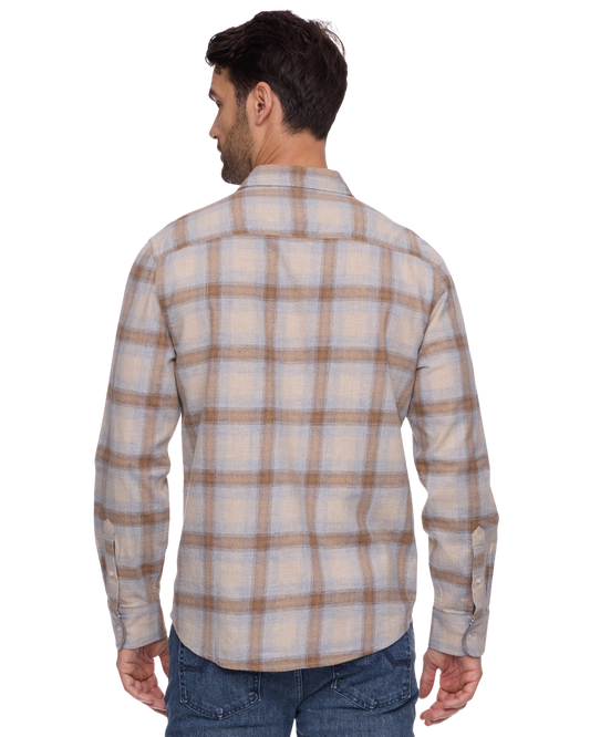 WHATLEY LS FLANNEL SHIRT - Taupe/Grey