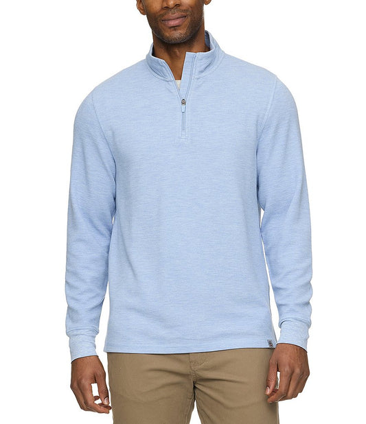 SUMMIT SUPER SOFT WAFFLE 1/4 MOCK NECK - Light Blue Heather