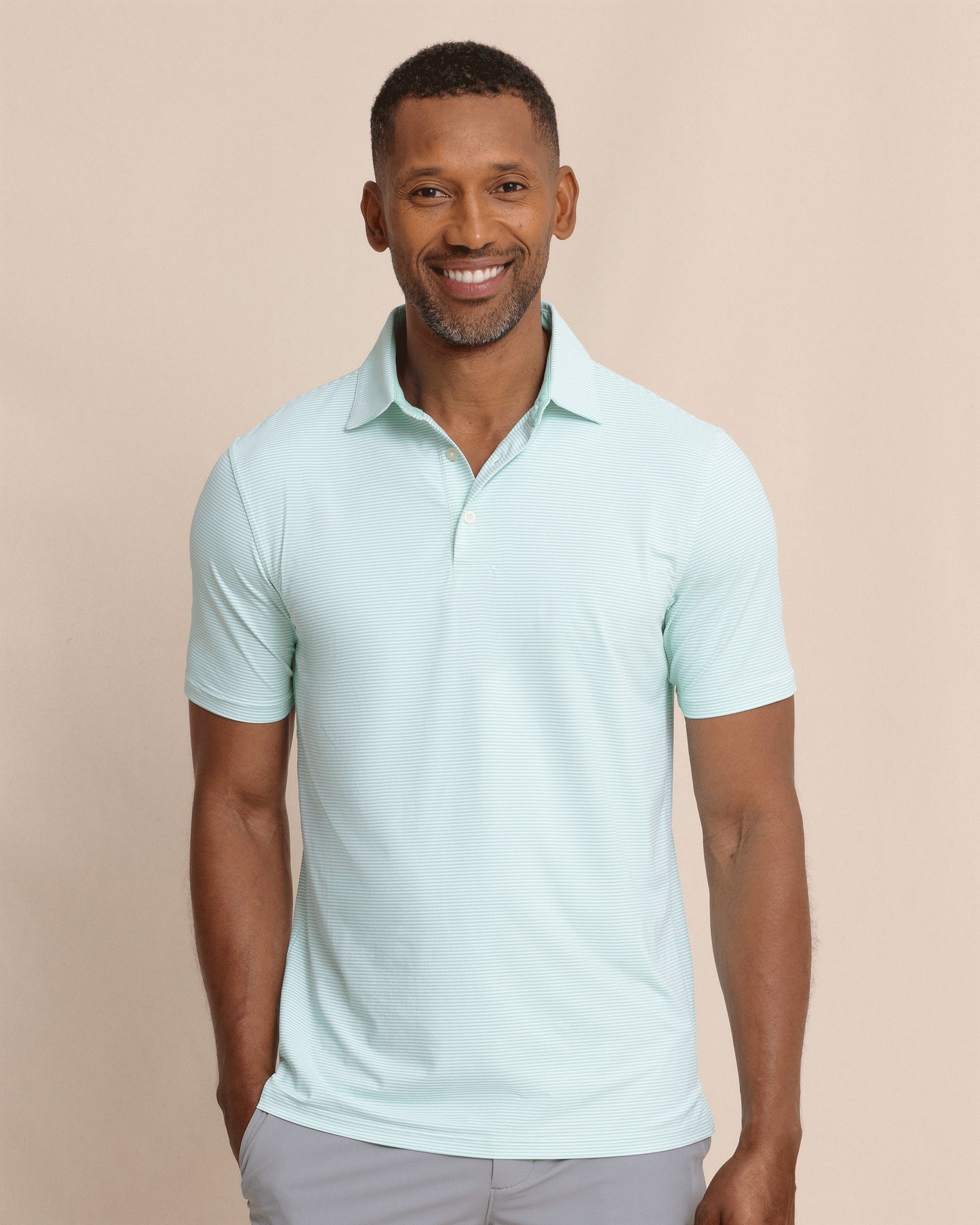 M SS Brrreeze Meadowbrook Stripe Polo