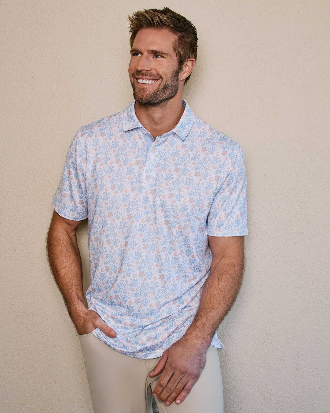 BERRYVILLE SS FLORAL PRINT PERFORMANCE POLO