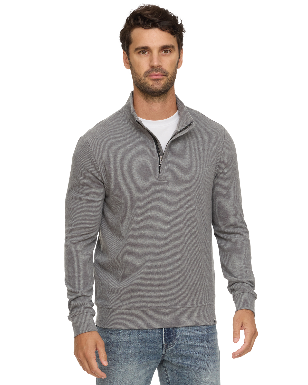 HERO SOLID TWILL 1/4 ZIP MOCK NECK - Medium Grey