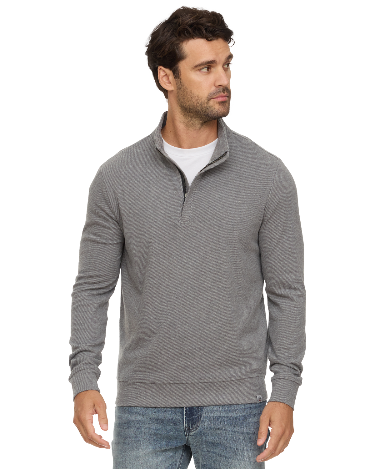 HERO SOLID TWILL 1/4 ZIP MOCK NECK - Medium Grey