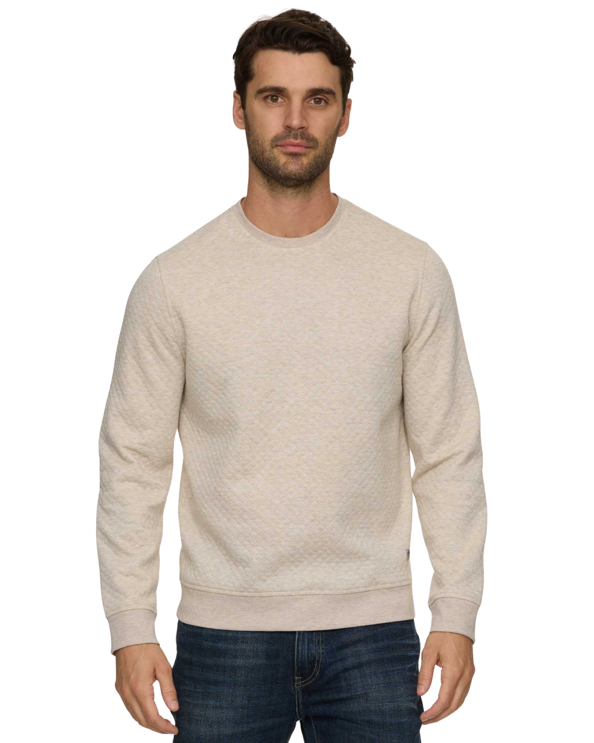 BRADNER SUPER SOFT QUILTED CREWNECK SWEATSHIRT - Oatmeal Heather