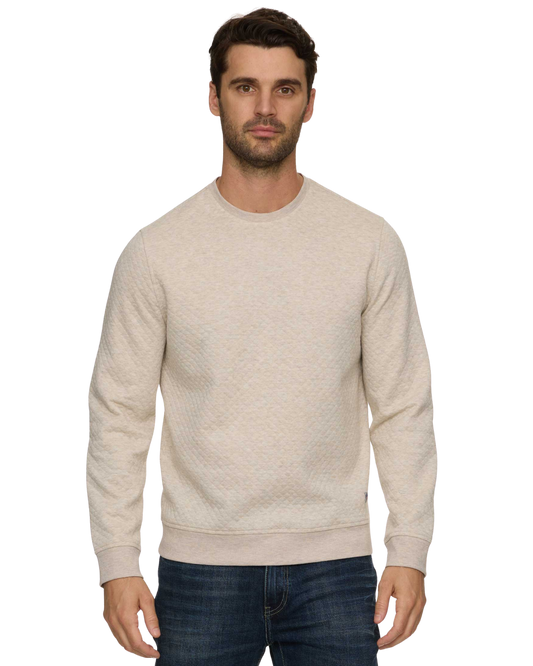 BRADNER SUPER SOFT QUILTED CREWNECK SWEATSHIRT - Oatmeal Heather