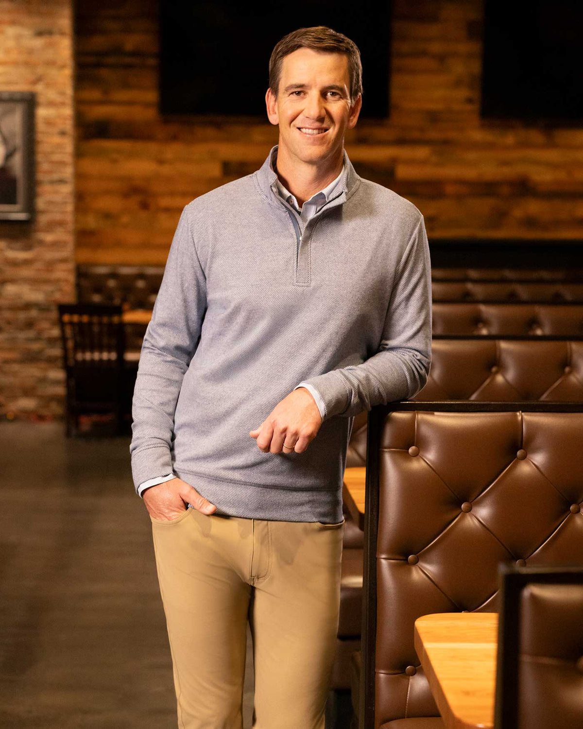 HERO SOLID TWILL 1/4 ZIP MOCK NECK - Blue