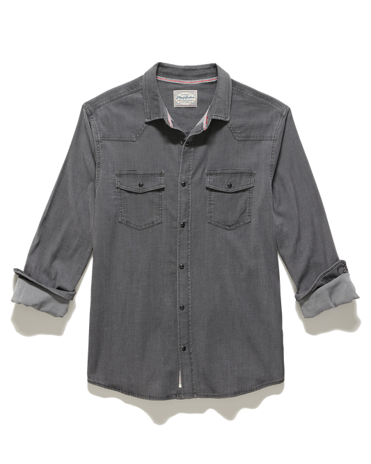SACRAMENTO LS STRETCH CHAMBRAY WESTERN SHIRT - Grey