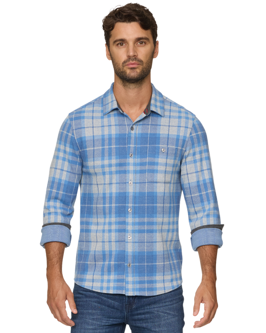 REXFORD LS HERO KNIT FLANNEL SHIRT - Blue Combo