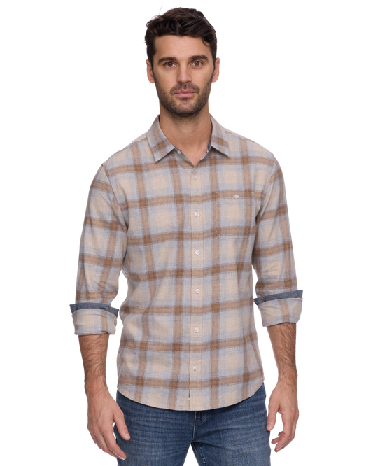 WHATLEY LS FLANNEL SHIRT - Taupe/Grey