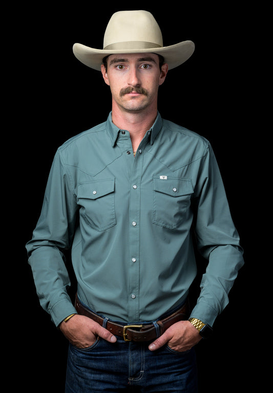 CORE - MEN'S AQUA LONG SLEEVE SNAP SHIRT