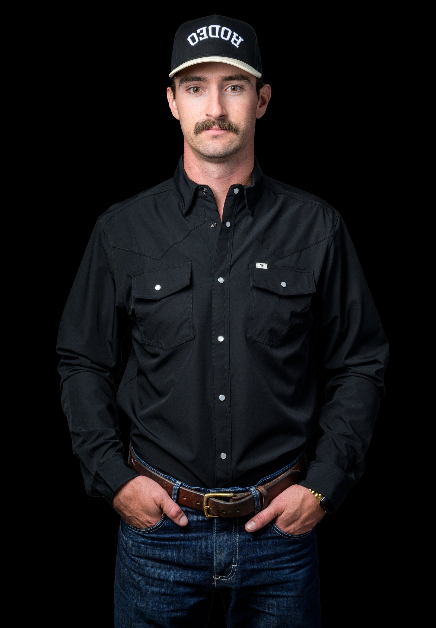 CORE - MEN'S BLACK LONG SLEEVE SNAP SHIRT