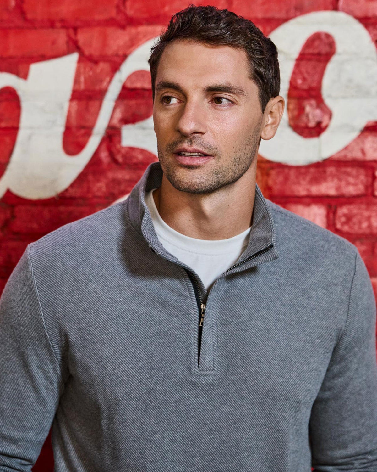 HERO SOLID TWILL 1/4 ZIP MOCK NECK - Medium Grey