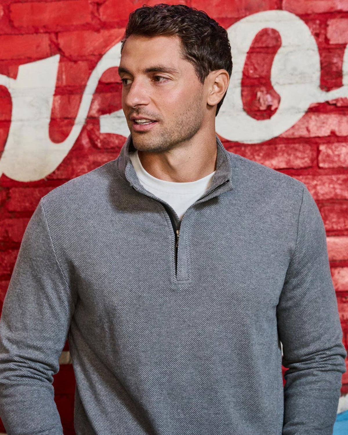 HERO SOLID TWILL 1/4 ZIP MOCK NECK - Medium Grey