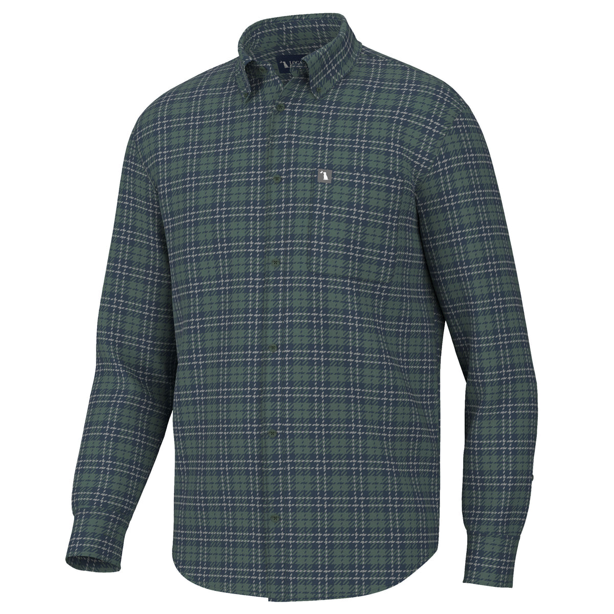 Local Boy Youth Hilton Stretch Flannel - Sage/Navy/Gray