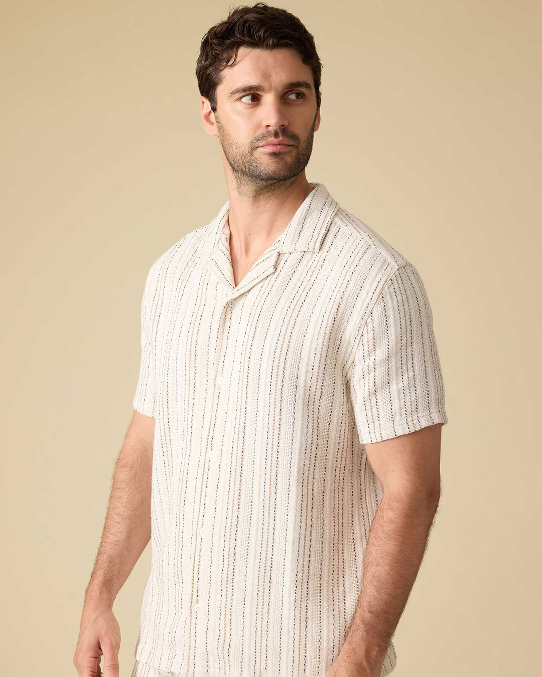Newcomb Camp Collar Shirt - Cream/Tan/Black - image 3