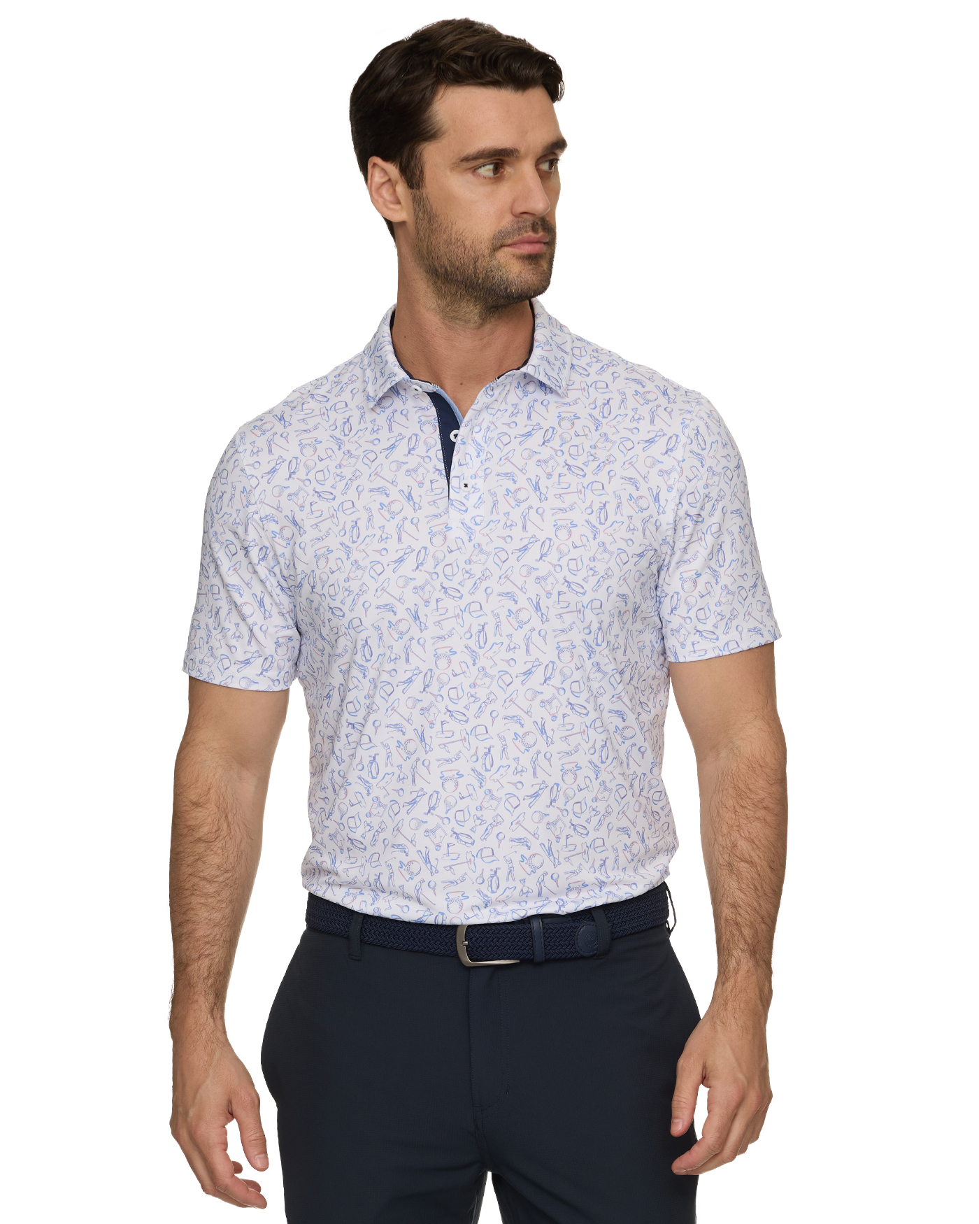 LINTON SS GOLF SCENE PRINT PERFORMANCE POLO
