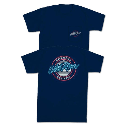 Old Row USA Neon Circle Logo Pocket Tee