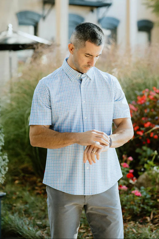 Teal Navy Plaid SS Shirt