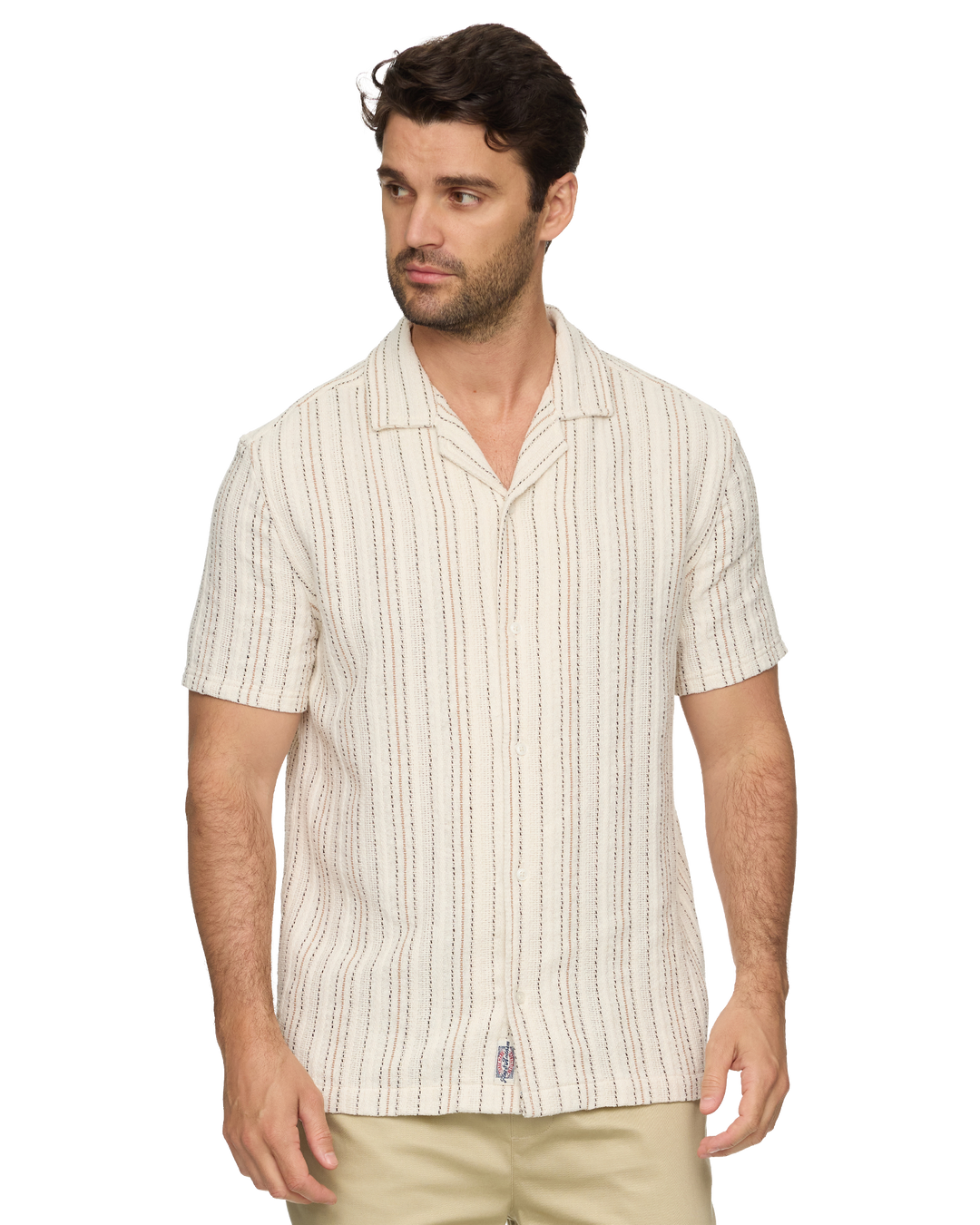 Newcomb Camp Collar Shirt - Cream/Tan/Black - image 5