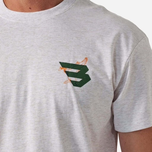 Short Sleeve Tee - Duck Flying B (Green) Logo - Oatmeal