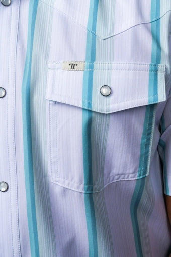 The Tristan In Grey Green - Short Sleeve Pearl Snap Shirt - image 4