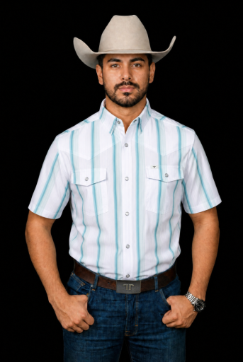 The Tristan In Grey Green - Short Sleeve Pearl Snap Shirt - image 1