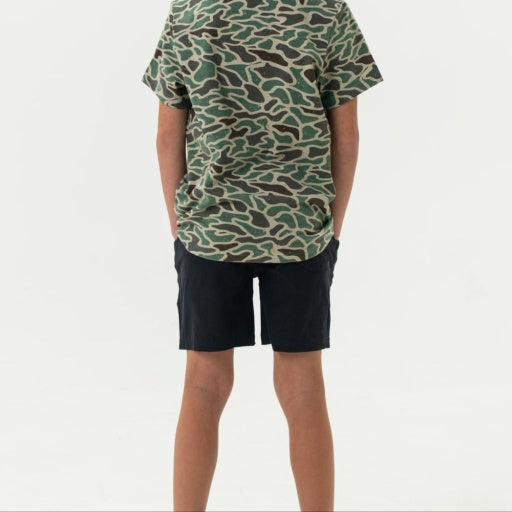 Youth Athletic Short - Heather Black - Retro Duck Camo Liner