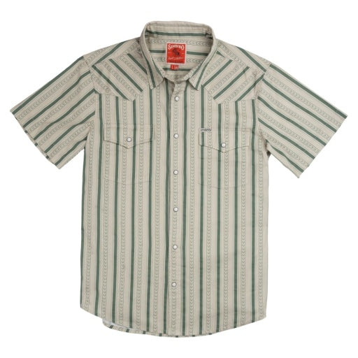 THE WYATT PEARL SNAP SHORT SLEEVE PRINT SHIRT - HORSESHOE STRIPE - ALOE