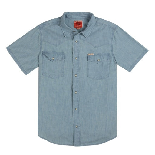 THE WYATT PEARL SNAP SHORT SLEEVE DENIM SHIRT - WASHED INDIGO CHAMBRAY