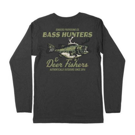 DEER FISHERS LONG SLEEVE T-SHIRT - BLACK