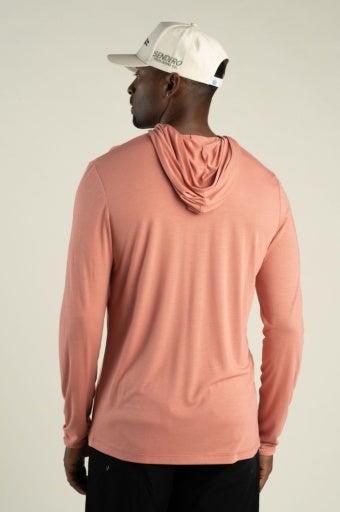 YUCATAN BAMBOO HOODIE TECH LONG SLEEVE SHIRT - NANTUCKET RED